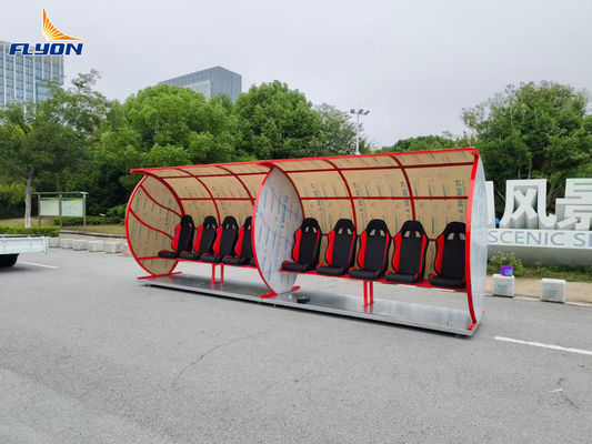Banc abri portable en cuir ignifugé certifié EN 13501 avec roues pour équipes de football