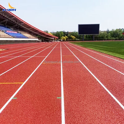 Bon prix Piste d'athlétisme synthétique en couleur pleine pour les écoles et les stades avec absorption des chocs et certification IAAF en ligne