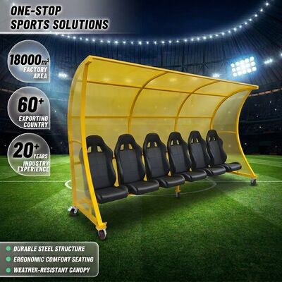 Bon prix Couleur personnalisable Dugout de l'équipe de football avec un toit PC résistant aux intempéries et une garantie de 3 ans en ligne